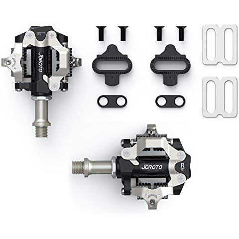 JOROTO SPD Pedals 9/16″MTB Bike Clip in Pedals SPD Cleats Included Suitable for Spin Bike Exercise Bike Indoor Bike, truly Sealed Bearings, Alloy Platform Cover