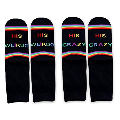 MBMSO Gay Couple Gifts Socks His Crazy His Weirdo Rainbow Striped Socks Gay Pride Gifts2