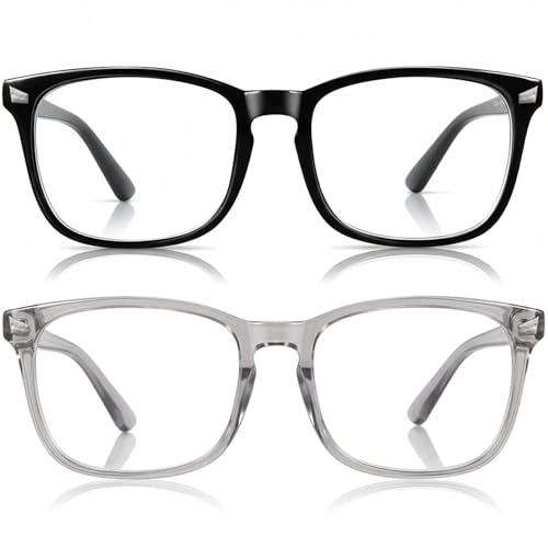 Image of 2 Packs Professional Sleep Glasses with 97.6% Blue Light Blocking Dual AR Coatings Clear Lens, Computer Gaming Glasses for Men Women, Anti Fatigue & Eye Strain
