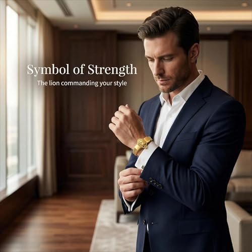 Pulsera de acero inoxidable cabeza de león para hombre miniatura 4