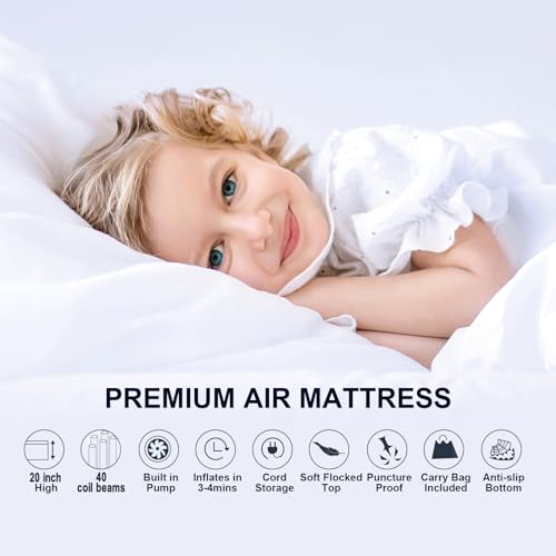 Dinbooonlux 18" KING 18 Inch King Size Air Mattress With Bulit In Pump Inflatable Airbed Luxury Double High Self Inflation Deflation thumb #5