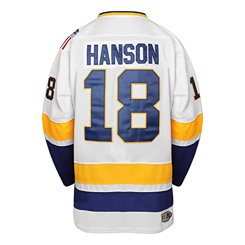 Villa Hanson Brothers Hockeytrikot 16 Charlestown Chiefs 17 Jeff Slap Shot 18 Movie Hockeytrikot Blau Weiß S-3XL, 18 White, XX-Large