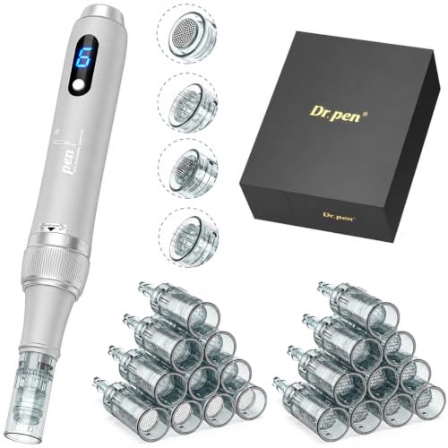 M7S Dermapen Microneedling Sans Fil, Stylo Microneedling Professionnel avec 20 Cartouches, 6 Vitesses Réglables, Profondeur 0–2,5 mm, USB Type-C pour Visage, Corps et Cuir Chevelu