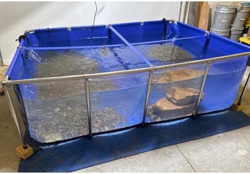 Aquarium Pool with Drain Valve,Aquaculture Water Tank Cistern Steel Frame Multifunction PVC Canvas Temporary Fish Pond,Durable Large Above Ground Koi Pond with Window, Easy Assembly Steel Fr