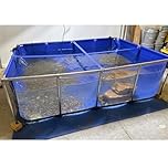 Pealihuy PVC Canvas Liners Above Ground Koi Pond with Window, with Steel Frame, Large Aquarium Holding Tank for Fish Turtle Farming, Easily Assembled,Blue,100x60x51cm
