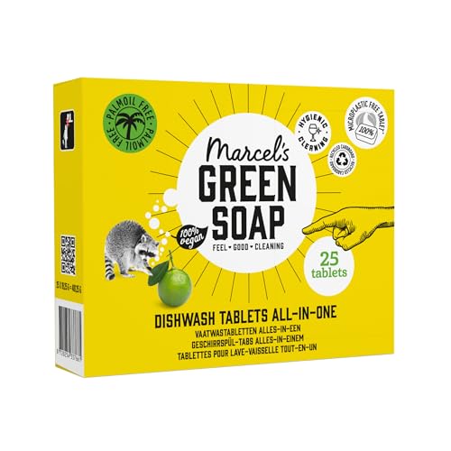 Marcel's Green Soap - All-in-One-Spülmaschinentabs - Geschirrspültabs - Spülmaschine - Mikroplastikfreie Formel - Vegan - EU-Ecolabel zertifiziert - 25 Stück