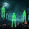 TEWWCEO Halloween-skelet, decoratie, 2 stuks, skelet, Halloween, beweegbare skeletdecoraties voor Halloween, Halloween, schedel voor binnen en buiten, decoratie, griezelig feest, scène #5