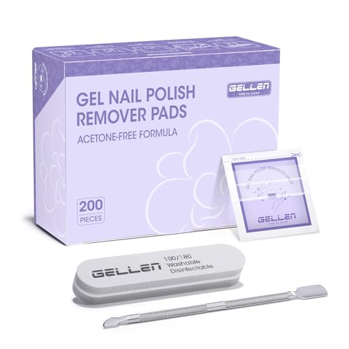 Image of GELLEN Nail Polish Remover Pads, Non-Acetone, 200 PCS Individually Wrapped