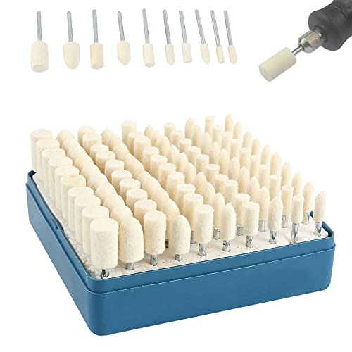 100Pcs Polishing Buffing Wheel Wool Felt Polishing Pad, Polishing Wheel for Drill Polishing Kit with 1/8