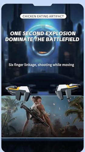 Image of Cubonic 6-Finger PUBG Gaming Trigger, Sensitive Aim & Shoot Mobile Controller for Android Smartphones, Gaming Joystick Trigger (Grey)
