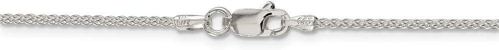 Chain Necklace White Sterling Silver Spiga (Wheat) Round 18 in 1.5 mm