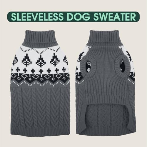 Kuoser Hundepullover Winter Strickpullover für Hunde, Weicher Warmer Hundepulli, Hundekleidung für Große Hunde, Grau XL