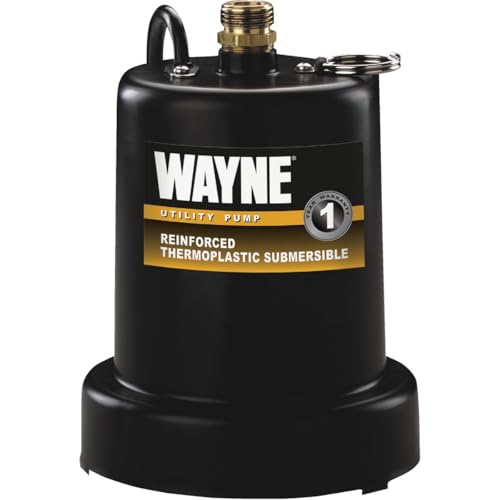 WAYNE TSC130-1/6 HP Reinforced Thermoplastic Submersible Multi-Use Pump - Up to 1,250 Gallons Per Hour - Heavy Duty Multi-Use Pump