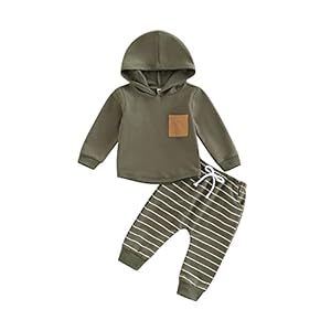 Baby Boys Clothes 3 6 9 12 18 24M 3T Pants Set Hooded Patchwork Hoodie Striped Sweatpants Fall Winter Outfit
