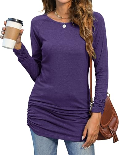 Sherosa Womens Long Sleeve Shirts Casual Long Length Tunic Tops