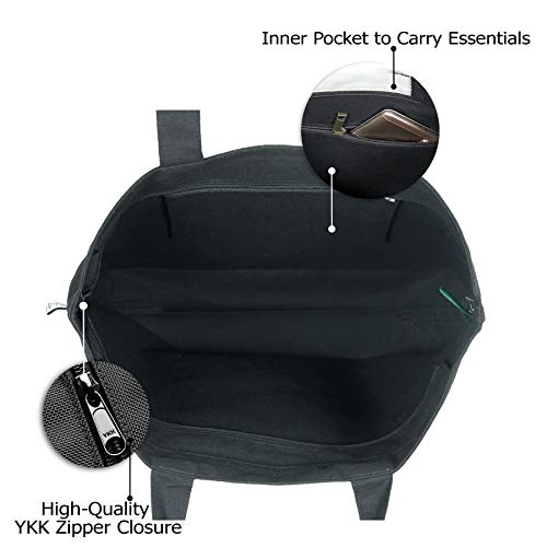 Canvas Tote Bag With Zipper, Eco-Friendly Large Travel Tote Bags For Women For Shopping, Work & Beach #TOP2