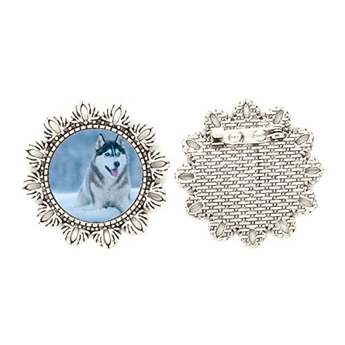Broche de plata de husky ideal para lucir en abrigos de invierno