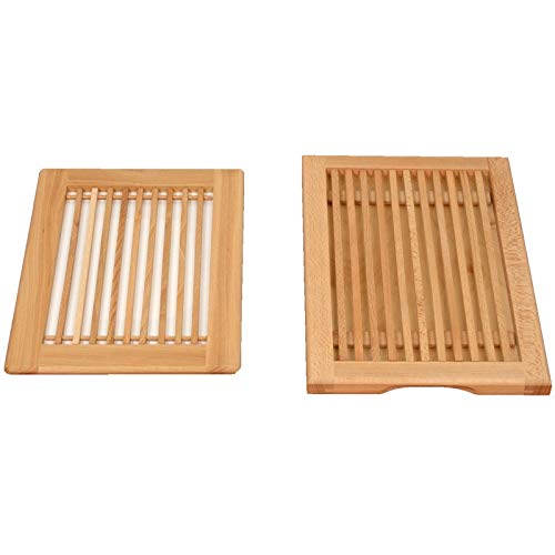 Tagliere Per Il Pane Legno Di Faggio 30 x 43 x 2,5 cm Con Raccoglibriciole