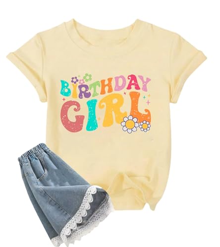 Birthday Girl Shirt Cute Girls Birthday T Shirt 3-10 Year Funny Party Gift Tees Toddler Kids Graphic Tee Tops
