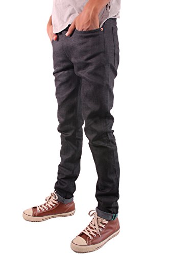 TheMogan Men's Brawn Guy Indigo Raw Denim Slim Jeans3