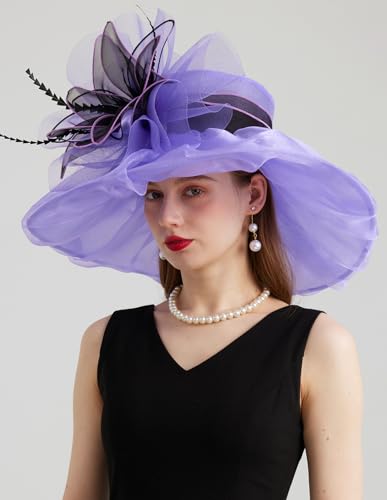 Sombrero femenino de organza para fiesta y boda miniatura 3