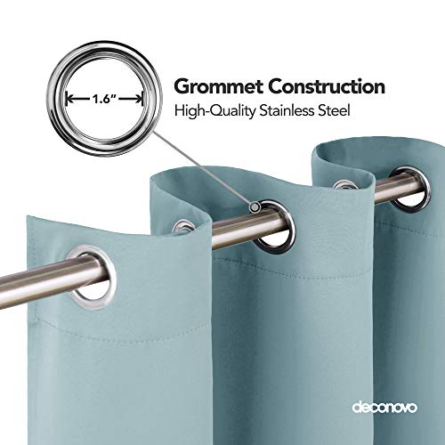 Image of Deconovo Blackout Curtain Room Darkening Panel for Bedroom or Living Room Grommet Thermal Insulated Lighting Reduce Drape 52 x 95 Inch Baby Blue 1 Panel