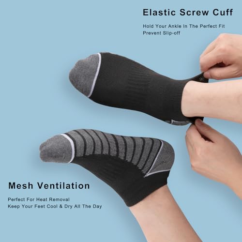 COOVAN 12 Pack Mens Ankle Socks Athletic Running Cushioned Breathable Low Cut Sports Workout Socks4