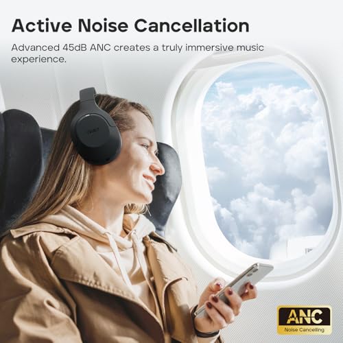 Tribit Wireless Over-Ear Headphones QuietPlus 81, Hybrid Active Noise Cancelling, Bluetooth 6.0 Headset, 110H Playtime, 6 Custom EQ via App, Deep Bass, Foldable, Comfortable, Lightweight for Travel - Image 3