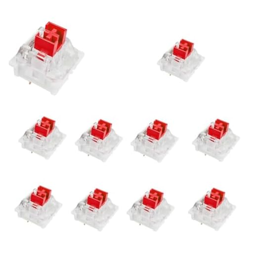 OUTEMU Interruptores vermelhos, 3 pinos/lineares/45 g Force/RGB/Interruptores à prova de poeira para teclado mecânico - Compatível com Cherry MX Switches-Pack 10