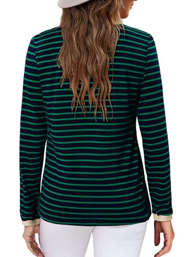 ONLYSHE Women's Casual Striped Long Sleeve Tops Crew Neck Knit Basic Loose Fit T Shirts Fall Fashion Tunic Outfits