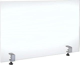 Azar Displays Protective Sneeze Guard for Counter and Desk with Clamp - Plexiglass Barrier (Pack of 1) - Acrylic Desk Shield with Metal Counter Edge Clamp. Plastic Shield for Desk, Clear (179756-187)