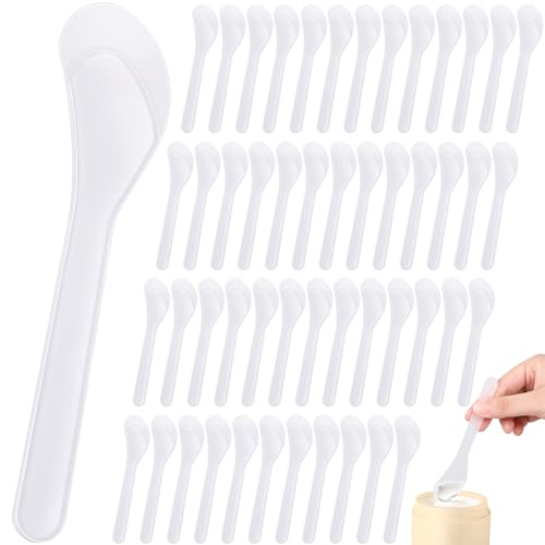 50 Pieces Cosmetic Spatula Disposable Makeup Frosted Tip, Transparent