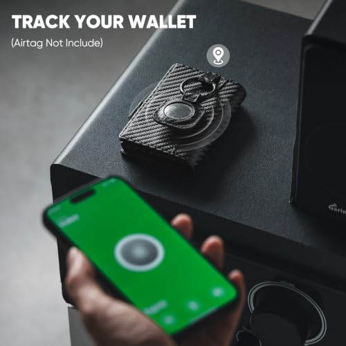 Image of VULKIT Card Holder Wallet with Airtag Holder & ID Window Pop Up Leather Wallet RFID Blocking Magnetic Closure for Men