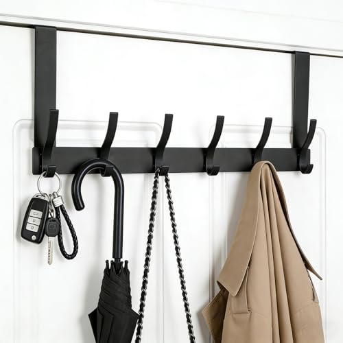 La mejor selección de Ganchos para colgadores los más recomendados. 45 Gancho para Puerta con 12 Ganchos, Perchero para Puerta Sin Taladrar y Robusto, Colgador para Ropa, Toallas, Bolsas y Gorras. Ideal para Dormitorio, Baño, Cocina. Fácil de...