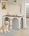 Hzuaneri Hundekäfig Möbel, 108 cm Hundebox für Zuhause, 3 Türen, Bogentür, Moderne Hundebox Indoor für Hunde, Beistelltisch, Hundekäfig Hochbelastbar, 108 x 64 x 76 cm, Weiß Braun DFC86014B