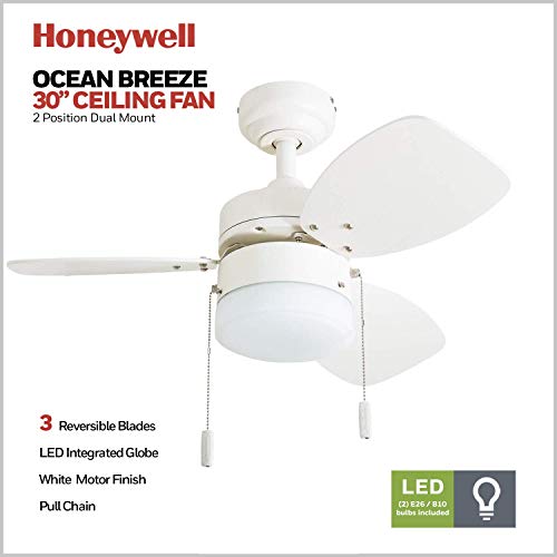 image for Honeywell Ceiling Fans 50600-01 Ocean Breeze Contemporary, 30” LED F