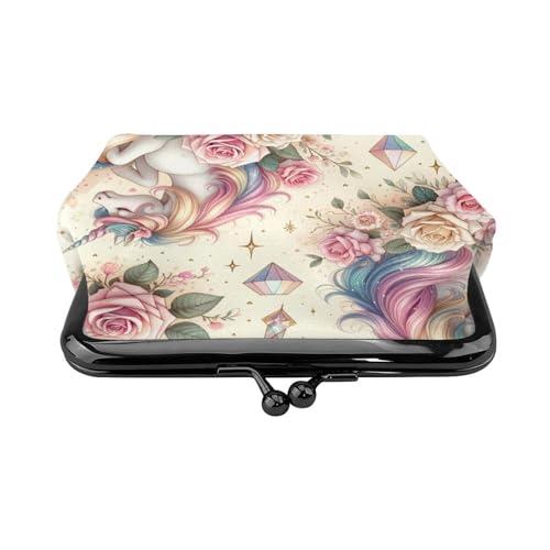 Pu Leather Buckle Coin Purse Magical-Horse-Twinkling-Stars Girls Kiss-Lock Change Purse Wallets2