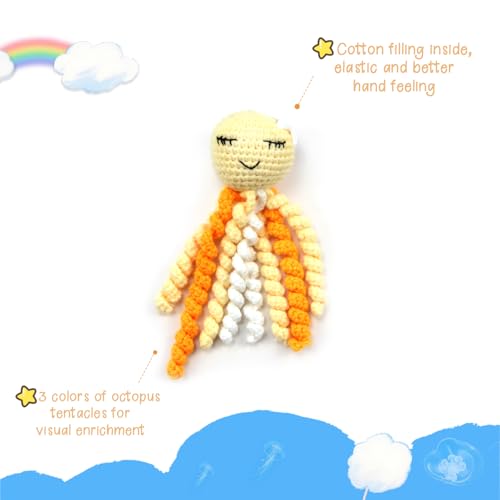 Image of Handmade Crochet Octopus for NICU Baby & Preemies, Gift for Baby (Yellow) | Preemie Gifts, Scent Bonding Keepsake for Baby, NICU Separation Gift, Soft Comfort Gift for Newborn, NICU Baby Essentials