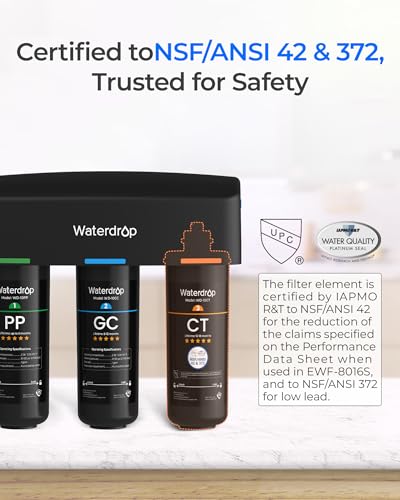 Image of Waterdrop WD-10CT Water Filter Replacement for Waterdrop TSA & TSB 3-stage Under Sink Water Filter System, 12-18 months Under Sink Water Filtration System, 1 Pack