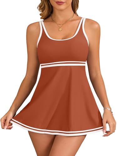 Women's Tankini Sets Tummy Control Swimsuits Color Block Swimdress 2025 Two Piece Bathing Suits