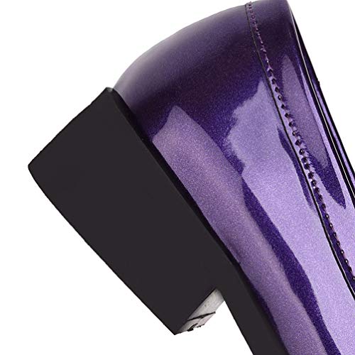 Image of Caradise Women's Patent Leather Loafers Block Heel Slip On Casual Shoes Size 7.5 B(M) US,Purple