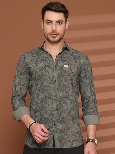 Image of Majestic Man Printed Pure Cotton Slim Fit Casual Shirt