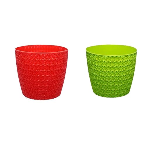 Image of Go Hooked Plastic Planter Pots Set of 2 | Multicolor Flower Pots Perfect for Home, Office & Garden Decor | Small Oslo Pot 5.5 Inch for Indoor & Outdoor Plants | Durable, Lightweight & Modern Design
