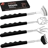 Yeipis 4Pcs Different Back Scratcher Extendable Back Massager Tool with Rubber Handles, Metal Portable Telescoping Back Scratcher, Stocking Stuffers for Men Women Kids Adults (Black)
