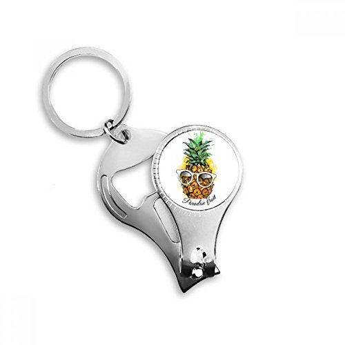 Sunglasses Pineapple Tropical Fruit Nail Nipper Ring Key Chain Bottle Opener Clipper