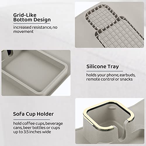 Hmasyo Couch Cup Holder Tray - Silicone Arm Cup Holder For Arm Chair Sofa, Anti-Spill And Anti-Slip Sofa Drink Holder, Portable Armrest Tray, Flexible, Strong And Weighted, Gift For Mom, Grandma #TOP6
