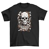 Photo Gallery t-shirt skull_25 - funny bone con un tocco floreale! 100% cotone, design unisex. la morte incontra la bellezza nello stile., nero , xl Photo Gallery t-shirt skull_25 - funny bone con un tocco floreale! 100% cotone, design unisex. la morte incontra la bellezza nello stile., nero , xl