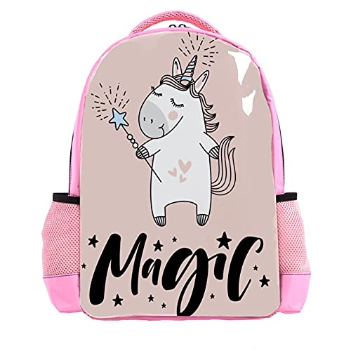 Sac à dos d'écolier licorne magique rose et multicolore pour l'école primaire