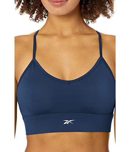 Image of Reebok Women's Satin 91% PES /9% El-Interlock-Hydrophilic Finish /Print-Digital Sublimation-Disperse Classic Workout Sports Bra