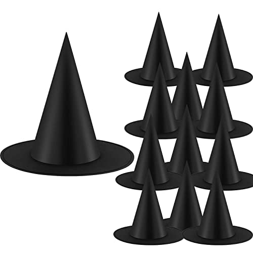 KSPOWWIN 12PCS Halloween Witch Hats Witch Costume Accessory Black Witch Hat for Halloween Party Decoration